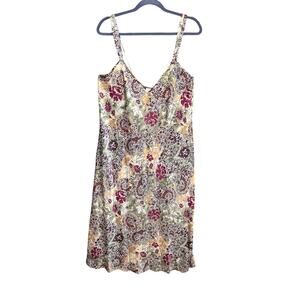 vintage sophia gold maroon floral satin nightgown slipdress paisley large autumn